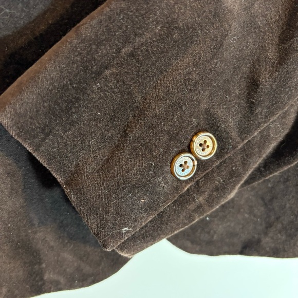 LAUREN RALPH LAUREN Sz 12 Brown Velvet Blazer 100% Cotton Light Shoulder Pads - Picture 6 of 11